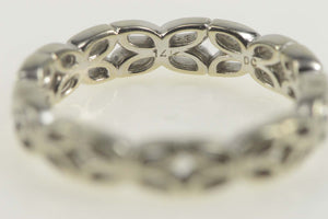 14K Geometric Flower Pattern Stackable Band Ring Size 6 White Gold
