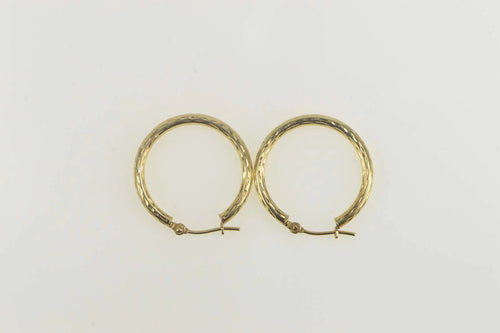 10K Diamond Cut Grooved Classic Statement Hoop Earrings Yellow Gold
