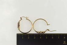 Load image into Gallery viewer, 10K Marquise Ruby Diamond Accent Hoop Earrings Yellow Gold