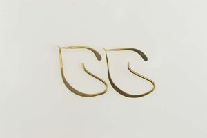 14K Retro Dangle Curvy Loop Semi Hoop Earrings Yellow Gold