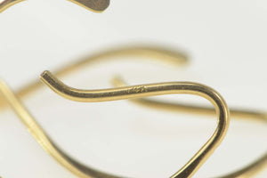 14K Retro Dangle Curvy Loop Semi Hoop Earrings Yellow Gold