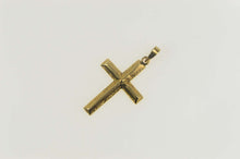 Load image into Gallery viewer, 14K Retro Ornate Etched Cross Christian Faith Pendant Yellow Gold