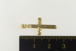 14K Cross Ornate Scroll Etched Christian Symbol Pendant Yellow Gold