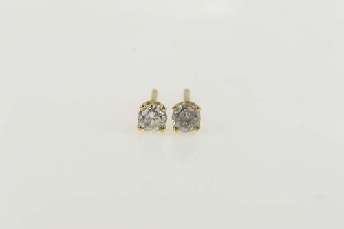 14K 0.25 Ctw Diamond Round Solitaire Stud Earrings Yellow Gold