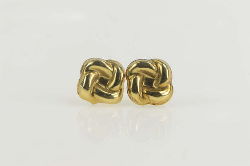 14K Puffy High Relief Twist Scroll Stud Earrings Yellow Gold