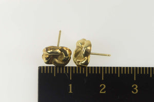 14K Puffy High Relief Twist Scroll Stud Earrings Yellow Gold