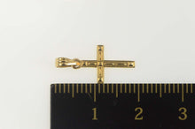 Load image into Gallery viewer, 14K Retro Pinstripped Cross Christian Symbol Charm/Pendant Yellow Gold