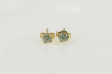 Load image into Gallery viewer, 14K Round Syn. Blue Topaz Solitaire Stud Earrings Yellow Gold