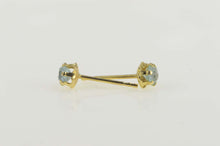 Load image into Gallery viewer, 14K Round Blue Topaz Solitaire Retro Stud Earrings Yellow Gold