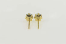Load image into Gallery viewer, 14K Round Blue Topaz Solitaire Retro Stud Earrings Yellow Gold