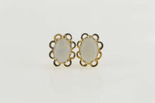 Load image into Gallery viewer, 14K Scalloped Trim Natural Opal Oval Stud Earrings Yellow Gold