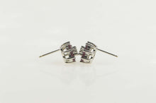 Load image into Gallery viewer, 14K Diamond Ruby Halo Flower Cluster Stud Earrings White Gold