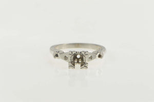 14K Vintage NOS 1950's 5.0mm Engagement Setting Ring Size 5.75 White Gold