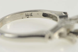14K Vintage NOS 1950's 5.0mm Engagement Setting Ring Size 5.75 White Gold