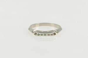 14K Vintage NOS 1950's Seven Stone Band Setting Ring Size 6.75 White Gold
