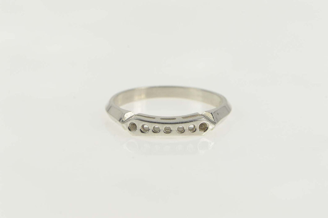 14K Vintage NOS 1950's Seven Stone Band Setting Ring Size 6.75 White Gold