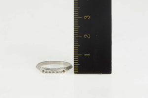 14K Vintage NOS 1950's Seven Stone Band Setting Ring Size 6.75 White Gold
