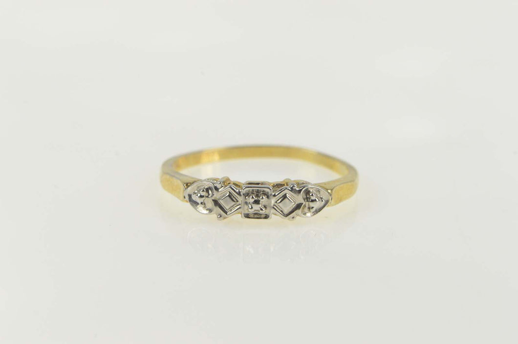 14K Vintage NOS 1950's Two Tone Wedding Band Ring Size 6 Yellow Gold