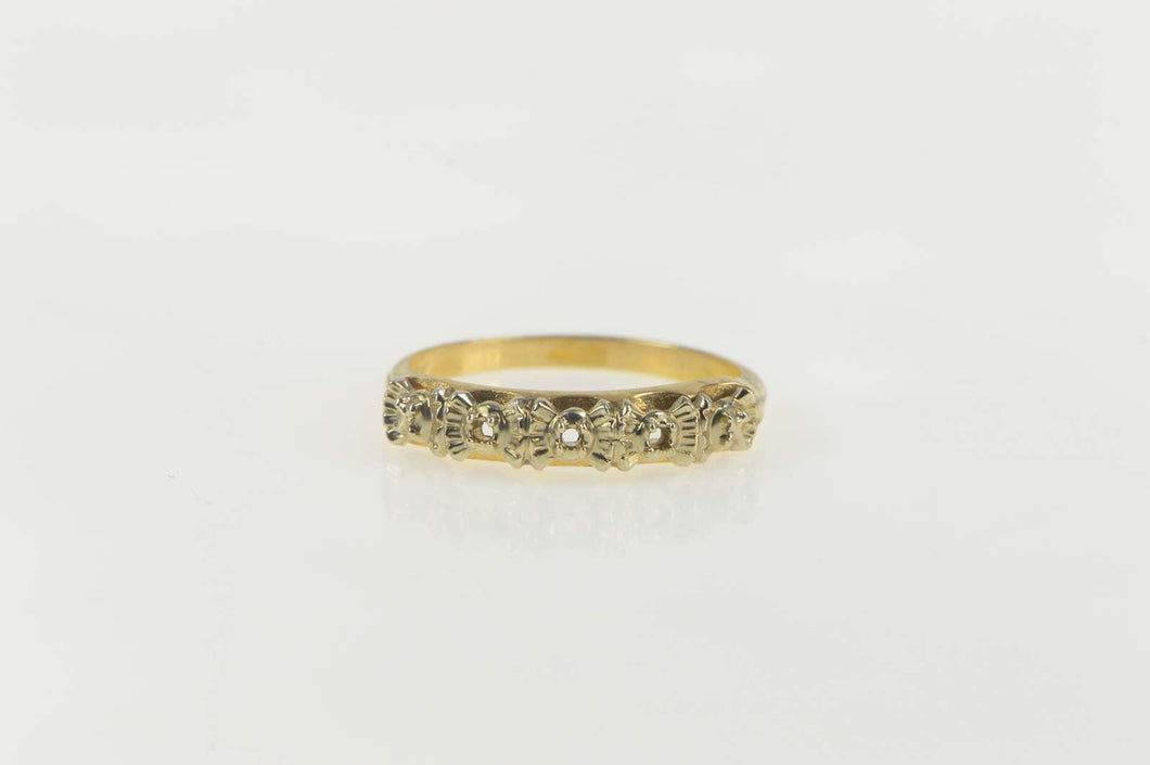 14K Vintage NOS 1950's Wedding Band Setting Ring Size 6 Yellow Gold