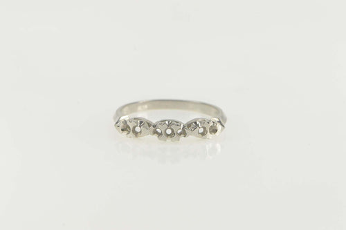 14K Vintage NOS 1950's Retro Wedding Band Ring Size 6 White Gold