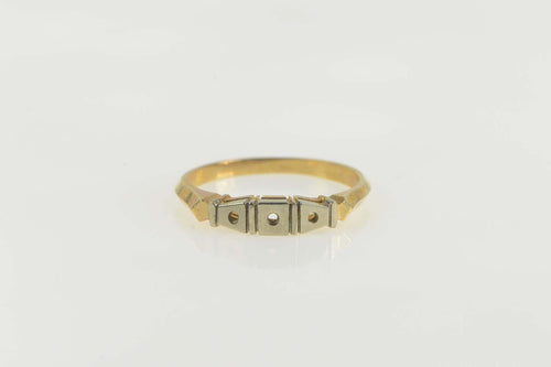 14K Vintage NOS 1950's Two Tone Wedding Band Ring Size 6.25 Yellow Gold