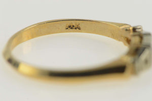 14K Vintage NOS 1950's Two Tone Wedding Band Ring Size 6.25 Yellow Gold