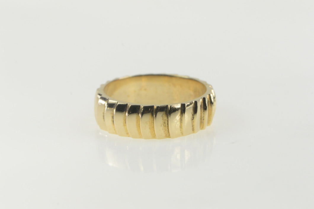 14K Scalloped Grooved Classic Wedding Band Ring Yellow Gold