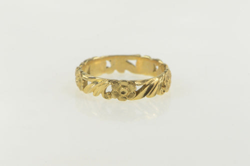 14K Vintage NOS 1950's Floral Scroll Wedding Band Ring Yellow Gold