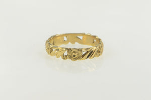 14K Vintage NOS 1950's Floral Scroll Wedding Band Ring Yellow Gold