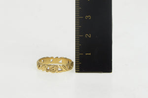 14K Vintage NOS 1950's Floral Scroll Wedding Band Ring Yellow Gold