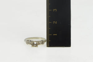 14K Vintage NOS 1950's 4.2mm Engagement Setting Ring White Gold
