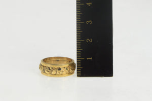 14K Vintage NOS 1950's Ornate Scroll Wedding Band Ring Yellow Gold
