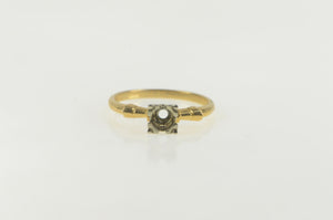 14K Vintage NOS 1950's 3.8mm Engagement Setting Ring Yellow Gold