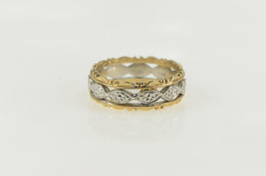 14K Vintage NOS 1950's Ornate Floral Wedding Band Ring Yellow Gold