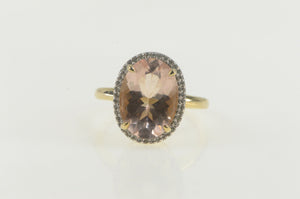 14K 5.11 Ctw Morganite Oval Diamond Engagement Ring Yellow Gold
