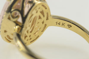 14K 5.11 Ctw Morganite Oval Diamond Engagement Ring Yellow Gold