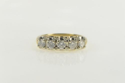 14K 1940's 1.00 Ctw Diamond Wedding Band Ring Yellow Gold