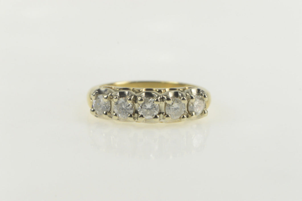 14K 1940's 1.00 Ctw Diamond Wedding Band Ring Yellow Gold