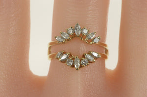 14K 0.64 Ctw Marquise Diamond Chevron Wrap Band Ring Yellow Gold