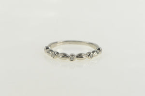 10K Diamond Scalloped Classic Wedding Band Ring White Gold