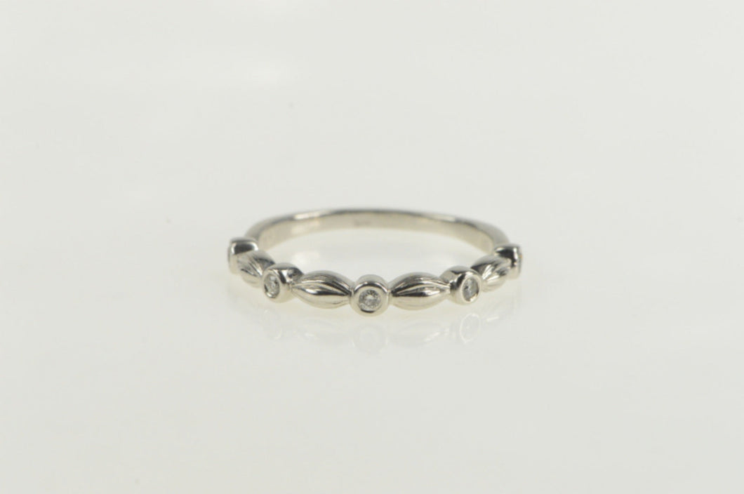 10K Diamond Scalloped Classic Wedding Band Ring White Gold