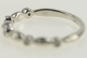 10K Diamond Scalloped Classic Wedding Band Ring White Gold