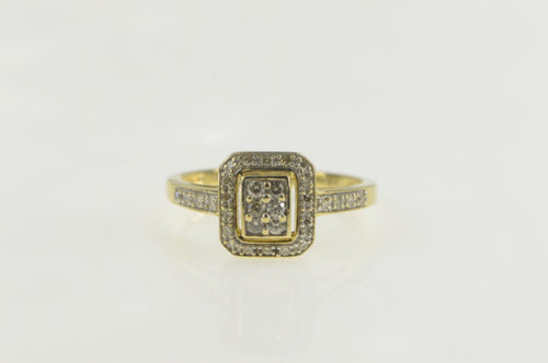 14K 0.31 Ctw Squared Diamond Cluster Engagement Ring Yellow Gold