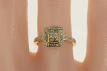 Load image into Gallery viewer, 14K 0.31 Ctw Squared Diamond Cluster Engagement Ring Yellow Gold