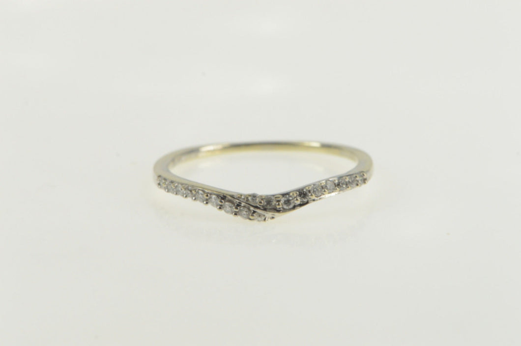 14K 0.18 Ctw Wavy Design Diamond Wedding Band Ring White Gold
