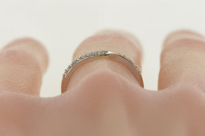 14K 0.18 Ctw Wavy Design Diamond Wedding Band Ring White Gold