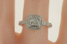 Load image into Gallery viewer, 14K 0.69 Ctw Princess Diamond Halo Engagement Ring White Gold