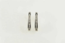 Load image into Gallery viewer, 14K 0.38 Ctw Diamond Channel Inset Oval Hoop Earrings White Gold