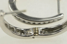 Load image into Gallery viewer, 14K 0.38 Ctw Diamond Channel Inset Oval Hoop Earrings White Gold