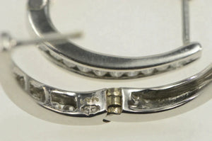 14K 0.38 Ctw Diamond Channel Inset Oval Hoop Earrings White Gold
